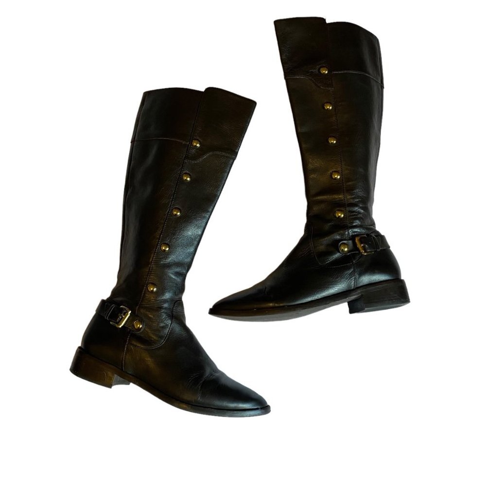 Michael Michael Kors Women Black Leather Knee High Equine Riding Boots Size‎ 6M